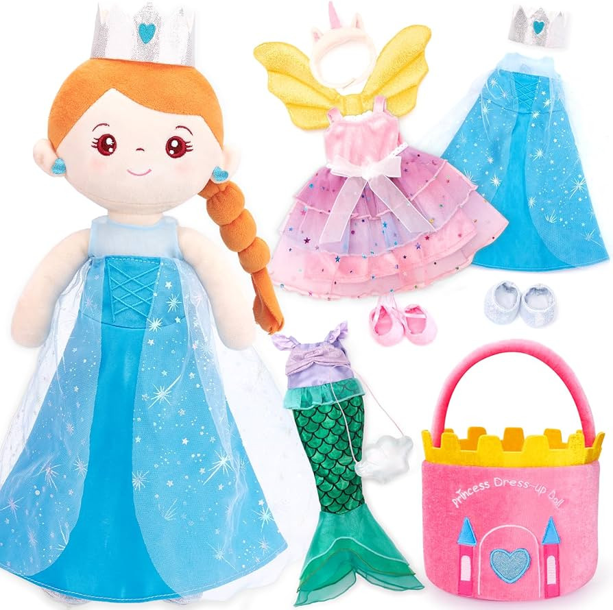hahaland Dress Up Doll Playsets - Princess Mermaid Unicorns Toys for Girls Age 4-6, Plush Doll wi... | Amazon (US)