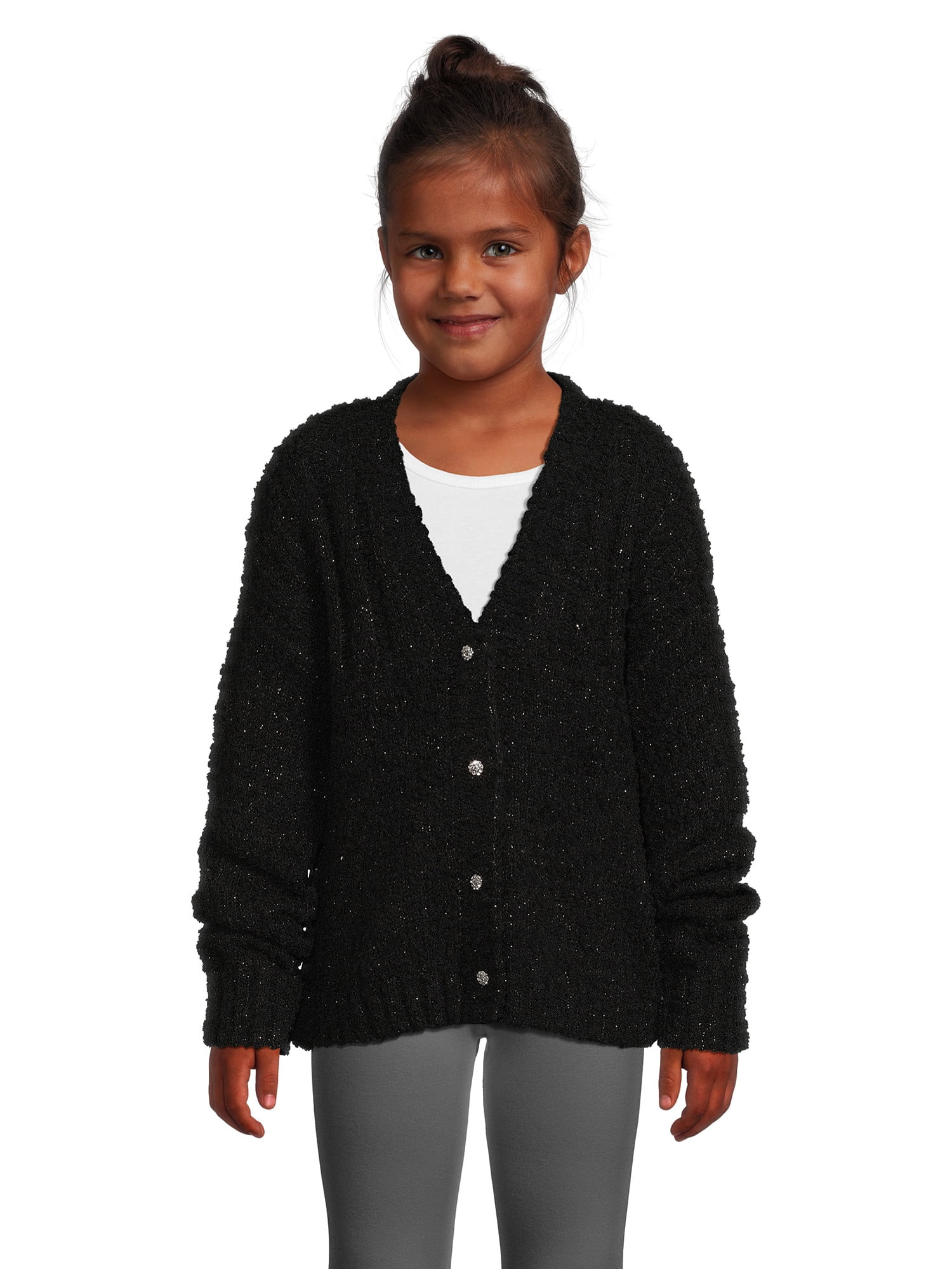 Wonder Nation Girls Long Sleeve Party Cardigan, Sizes 4-18 & Plus | Walmart (US)