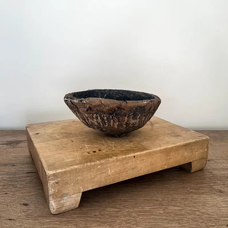 Esau's Bowl | 6.5" Vintage Inspired Paper Mache Dark Brown Bowl | Etsy (Global)