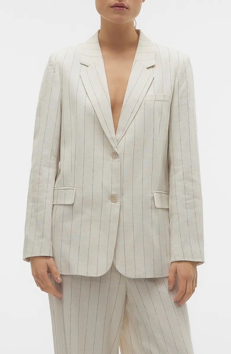 Mindy Loose Fit Pinstripe Linen Blend Blazer | Nordstrom