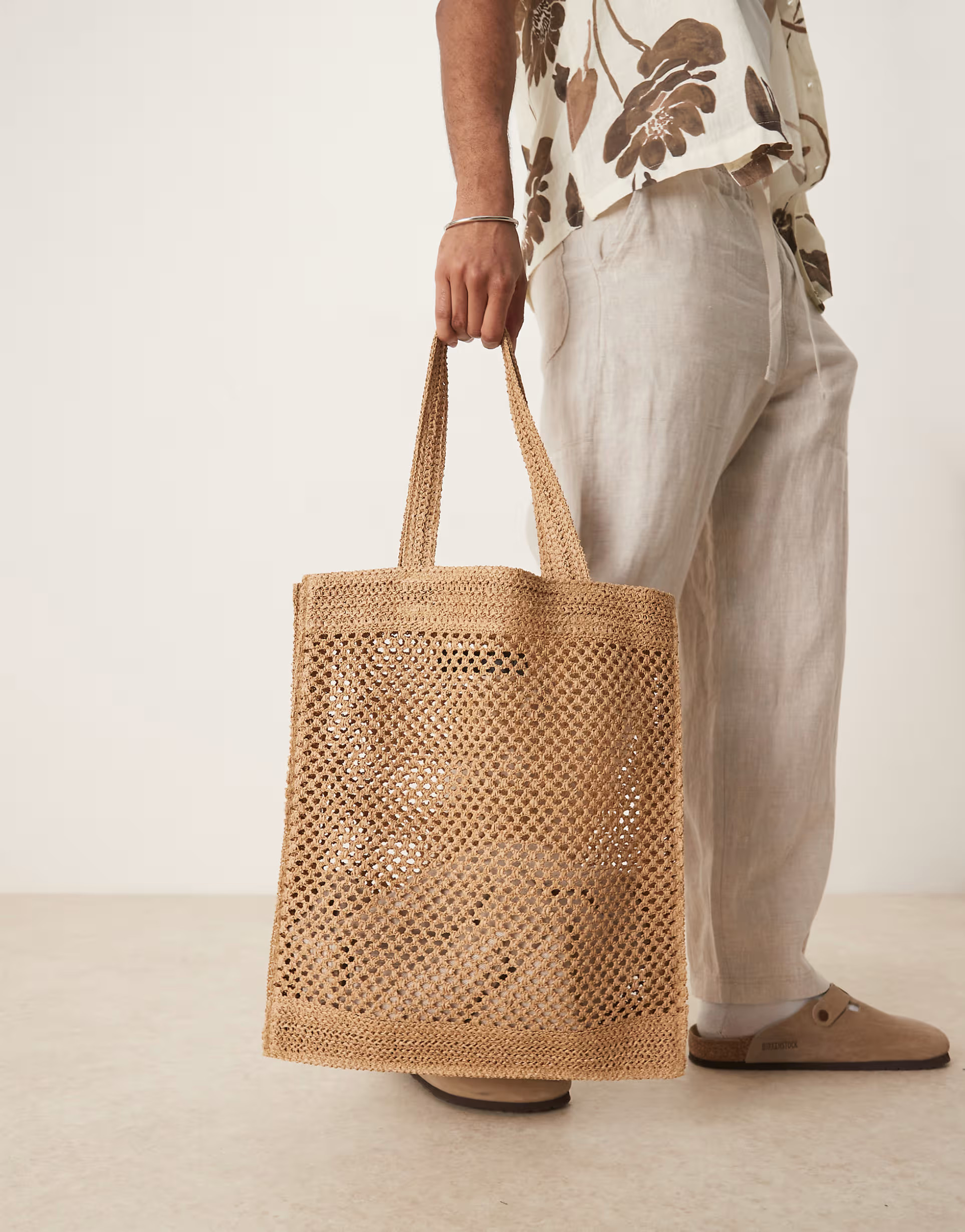 ASOS DESIGN woven straw tote bag in camel | ASOS | ASOS (Global)