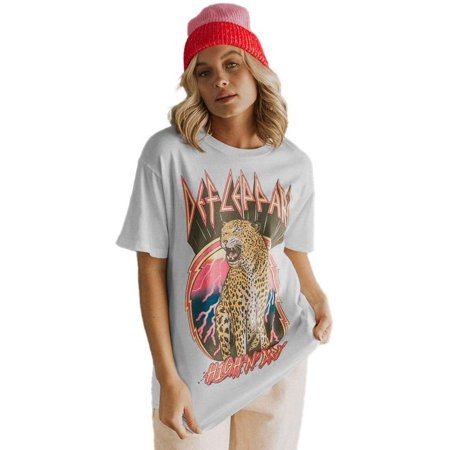 Women White Vintage DEF LEPPARD HIGH 'N' DRY Graphic Tee | Walmart (US)