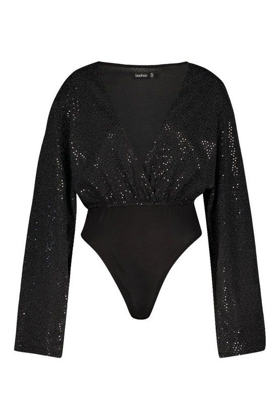 Sequin Plunge Bodysuit | Boohoo.com (US & CA)