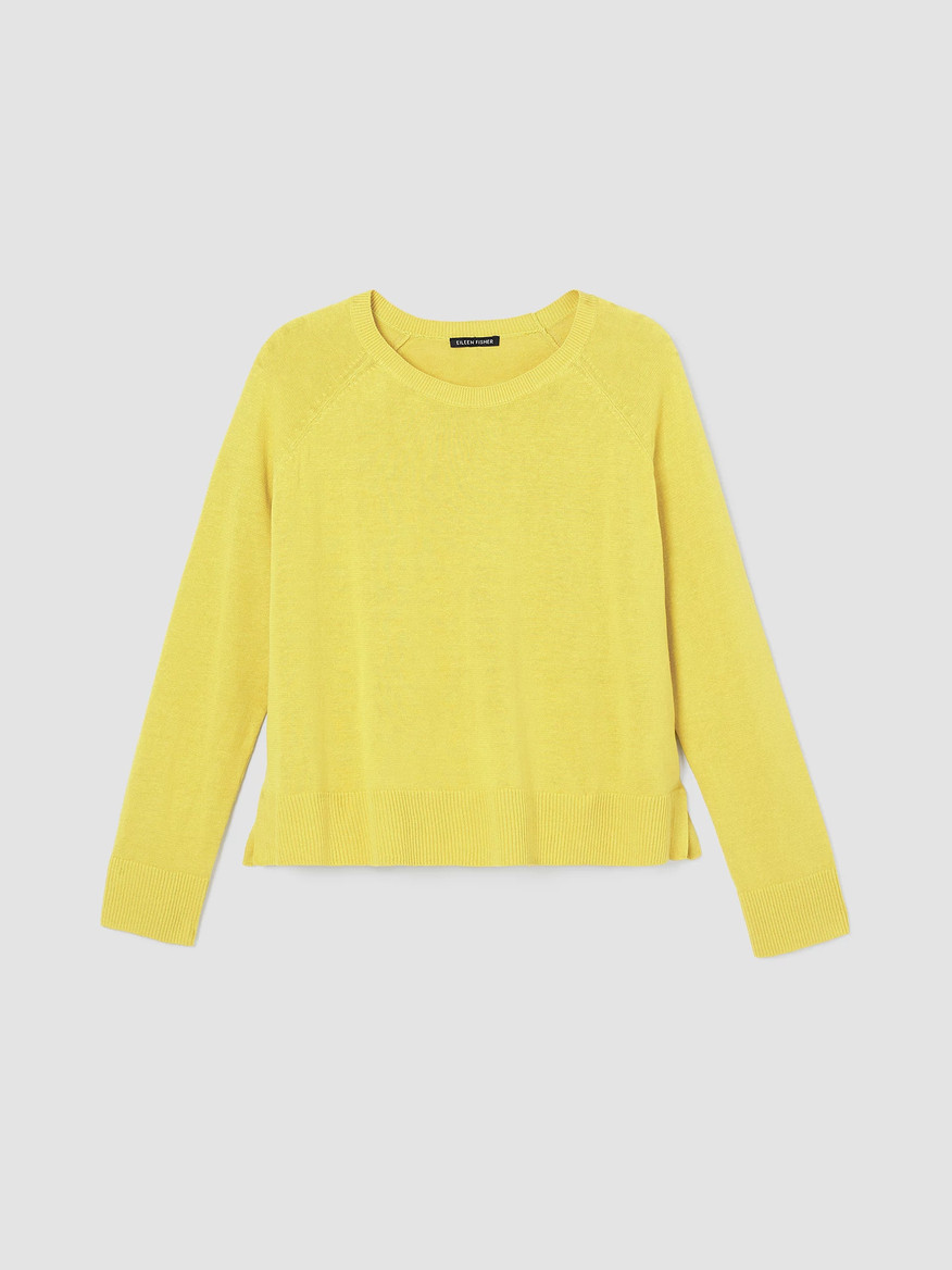 Organic Linen Cotton Raglan-Sleeve Top | Eileen Fisher