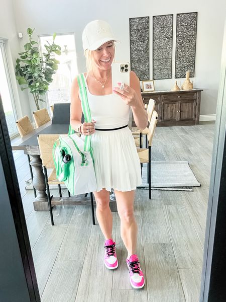 Pickleball white party outfit ideas tennis dress tennis skirt skort  Nike Jordan sneakers. 

Small dress. XS Big kids size 6.5 shoes which are equal to a women’s 8


#LTKSeasonal #LTKStyleTip #LTKOver40