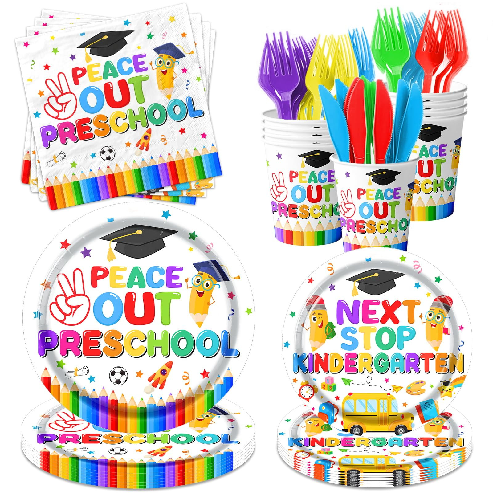 150Pcs Preschool Graduation Decorations 2026 Preschool Graduation Paper Plates Napkins and Cups T... | Amazon (US)