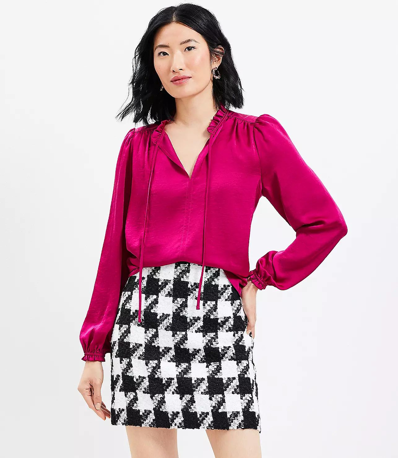 Houndstooth Tweed Shift Skirt | LOFT