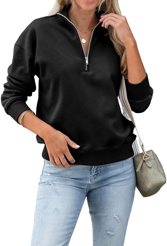 Dressmine Women's Half Zip Sweatshirt Casual Long Sleeve Stand Collar Quarter Zip Pullover Spring... | Amazon (US)