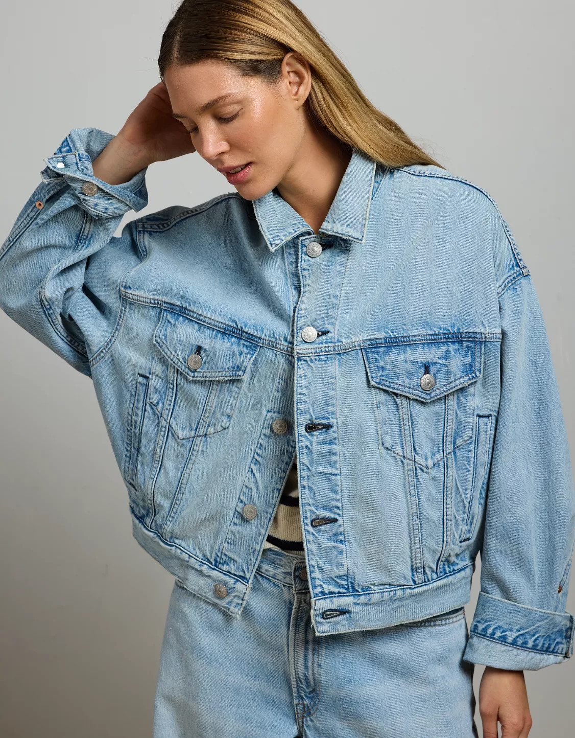 AE77 Premium Oversized Denim Jacket | American Eagle Outfitters (US & CA)