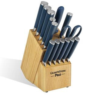 Nutri Blade Pro 14-Piece Stainless Steel Premium Chef Knife Set with Knife Block in Blue | The Home Depot