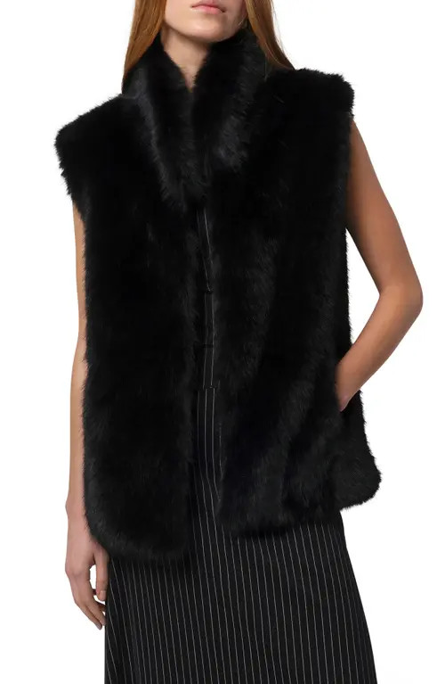 Apparis Laila Pluche™ Faux Sable Vest in Noir at Nordstrom, Size Medium | Nordstrom