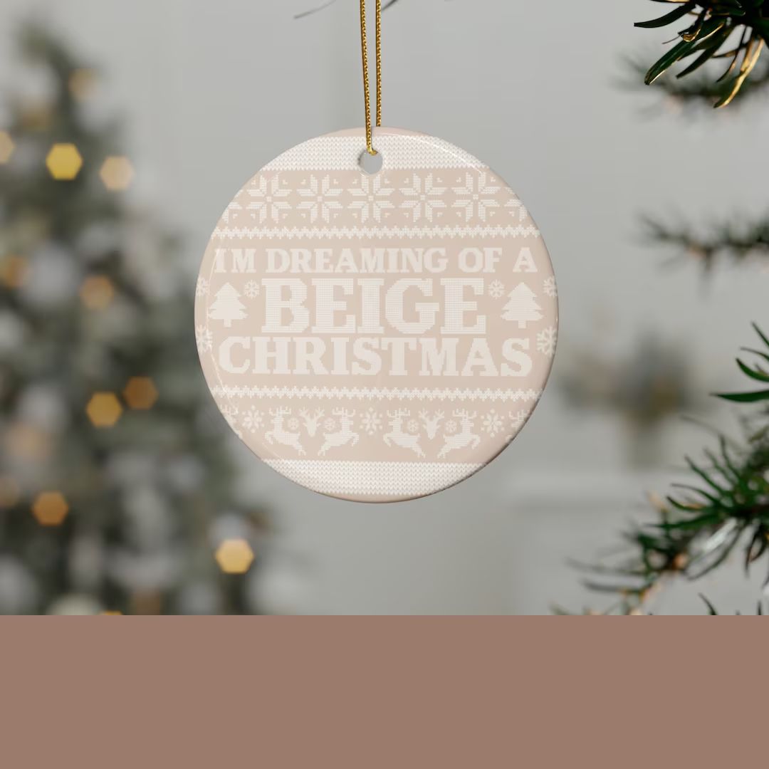 Beige Christmas Ceramic Ornaments Aesthetic Holiday - Etsy Canada | Etsy (CAD)