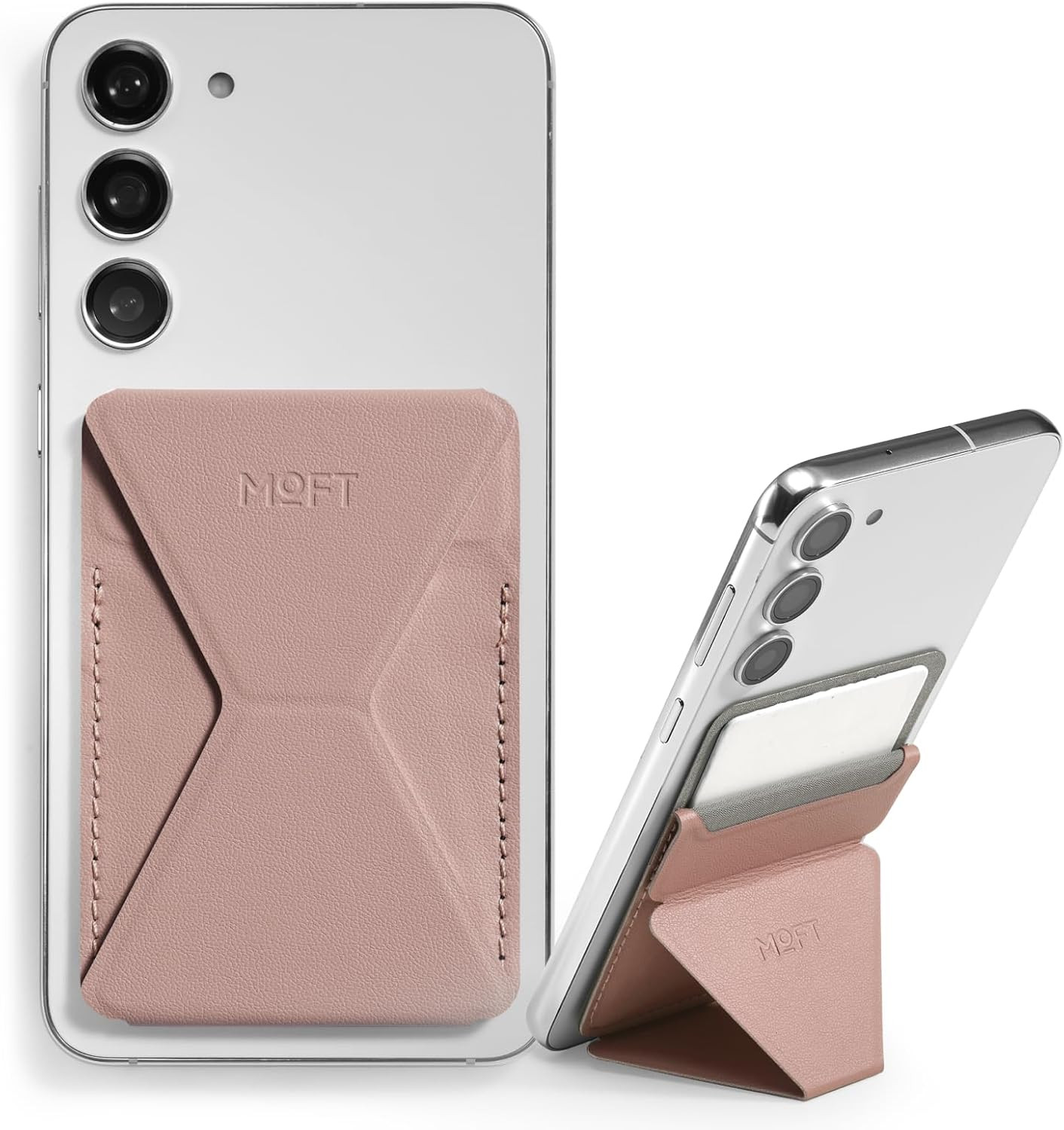 MOFT Phone Stand, Adhesive Card Holder Fits 2-3 Cards, Slim & Portable Leather Phone Wallet, 2 Vi... | Amazon (US)