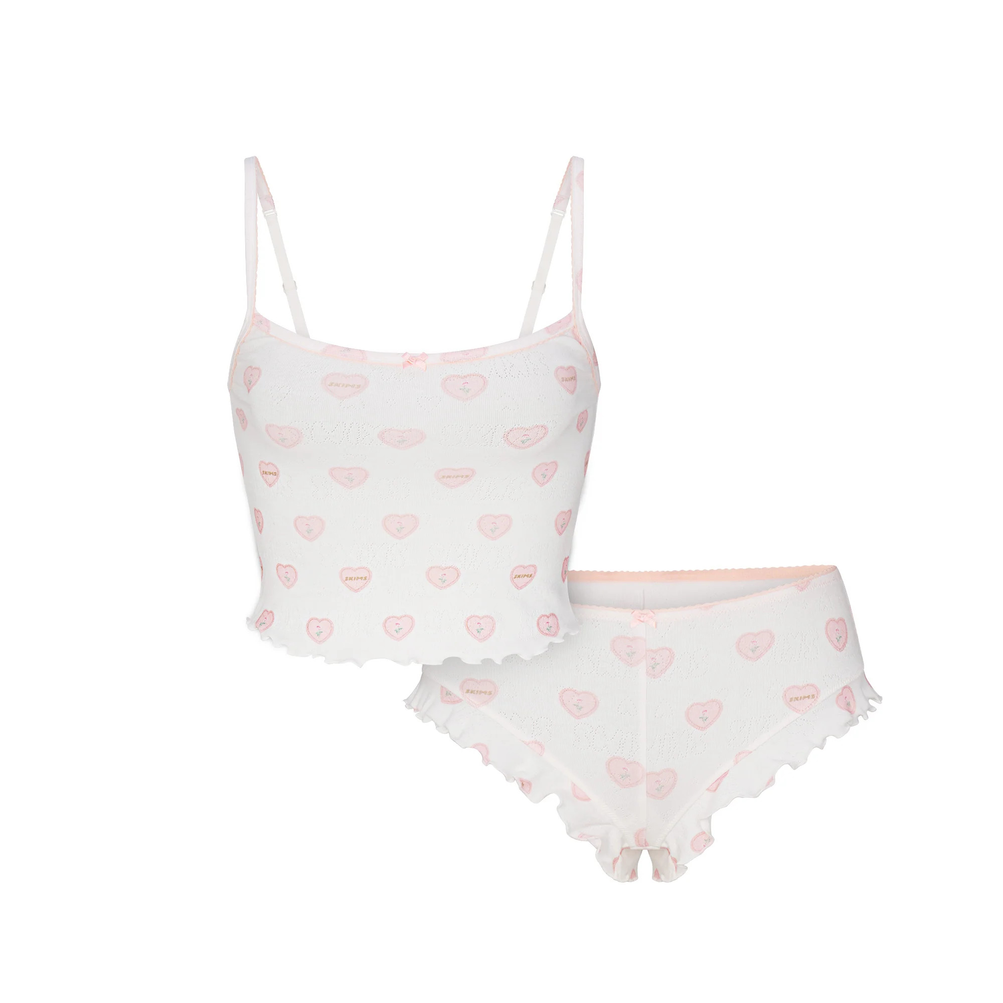 LOGO POINTELLE CAMI SLEEP SET | SNOW LACE HEARTS | SKIMS | SKIMS (US)
