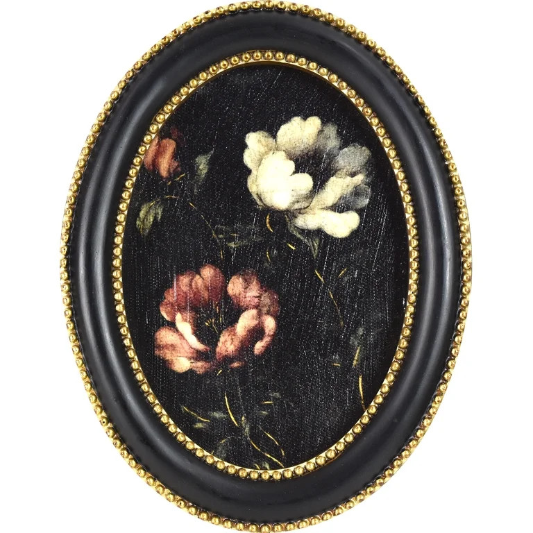 Home Decor Collection 6x8 Gold Ornate Moody Roses Oval Framed Wall Art, Vintage Floral Canvas Art... | Walmart (US)