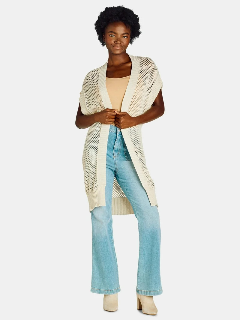 Time and Tru Women's Open Front Crochet Ruana, Sizes S-3XL | Walmart (US)