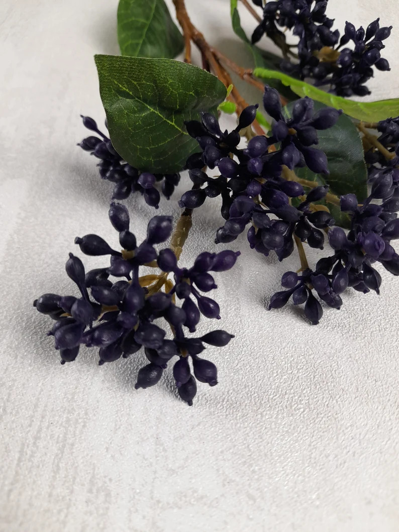 Artificial Berry, Artificial Flowers, Purple Berry, Purple Home Decor, Autumnal Flowers, Rustic H... | Etsy (US)