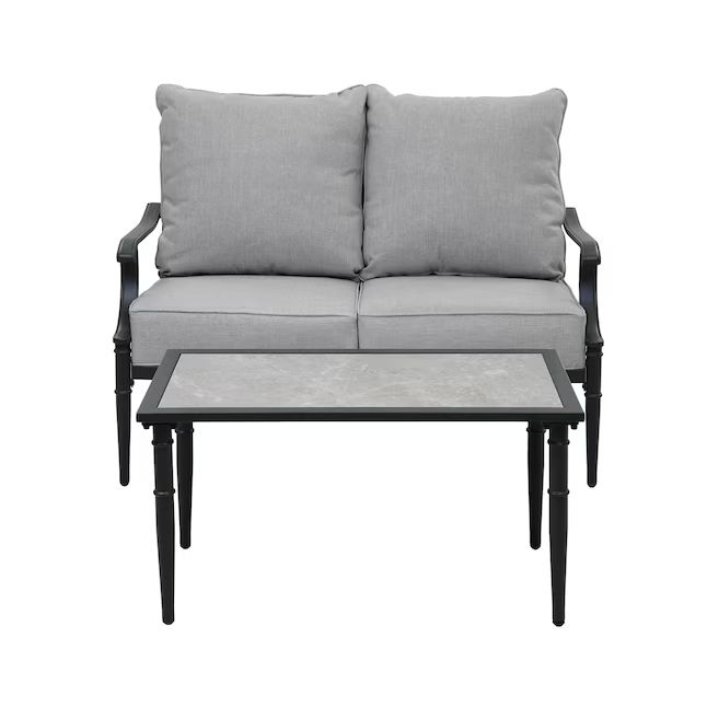allen + roth Thomas Lake 2-Piece Patio Conversation Set with Gray Cushions | Lowe's
