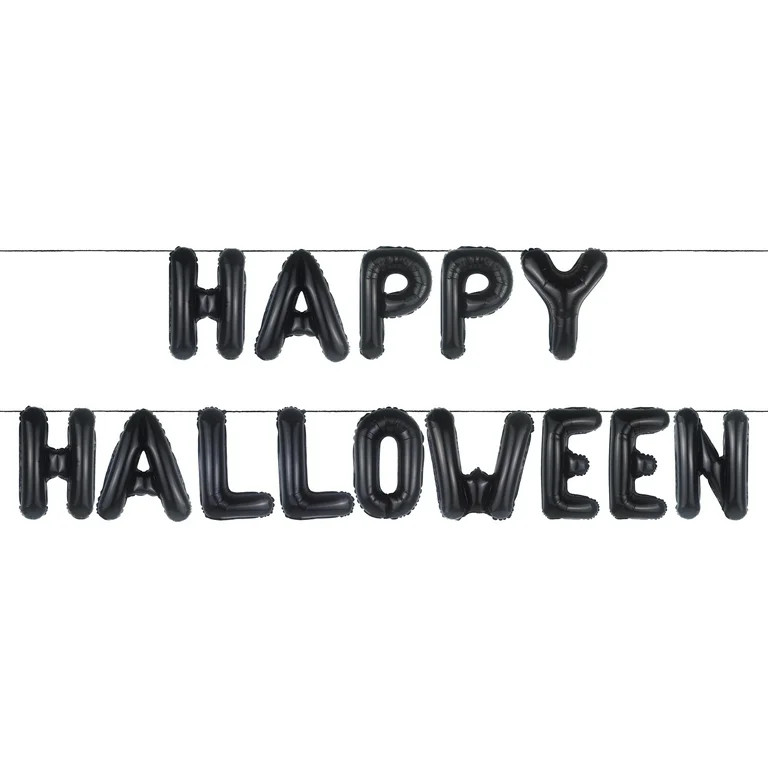 Happy Halloween Balloon Banner, Black, 8', Halloween by Way To Celebrate | Walmart (US)