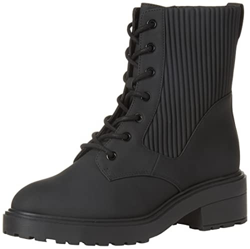 Amazon Essentials Women's Rubberized Combat Boot with Chunky Outsole, Black, 11.5 Wide | Amazon (US)