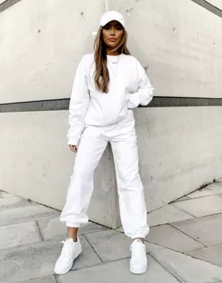 ASOS Weekend Collective set oversized sweatpants with logo in white | ASOS (Global)