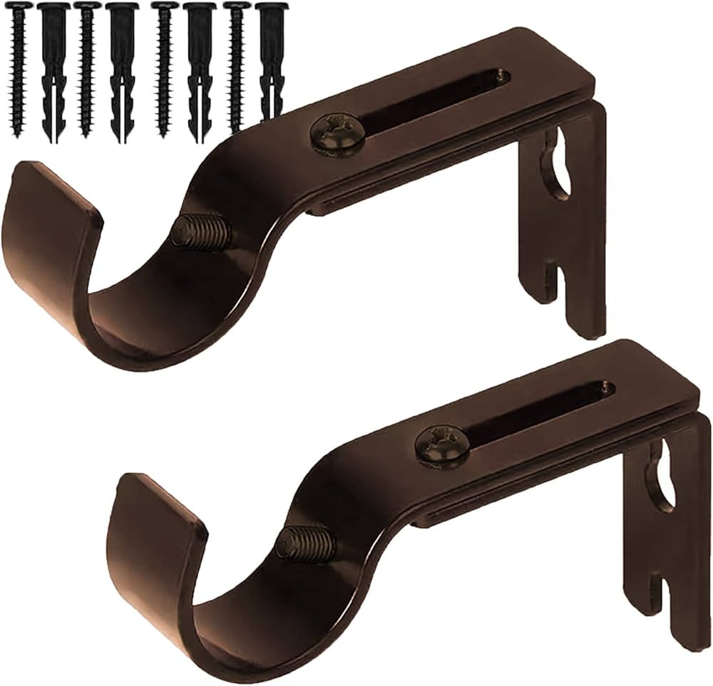 Curtain Rod Brackets for Adjustable, 2 Pack Premium Rod Bracket for Walls, Curtain Rod Holder, Dr... | Amazon (US)