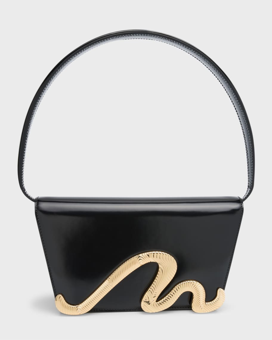 Cult Gaia Livi Wavy Patent Leather Shoulder Bag | Neiman Marcus