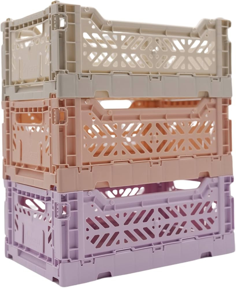 Collapsible Storage Box, Foldable Crate Organizer Bin with Handle, Stackable Crates for Home Orga... | Amazon (US)