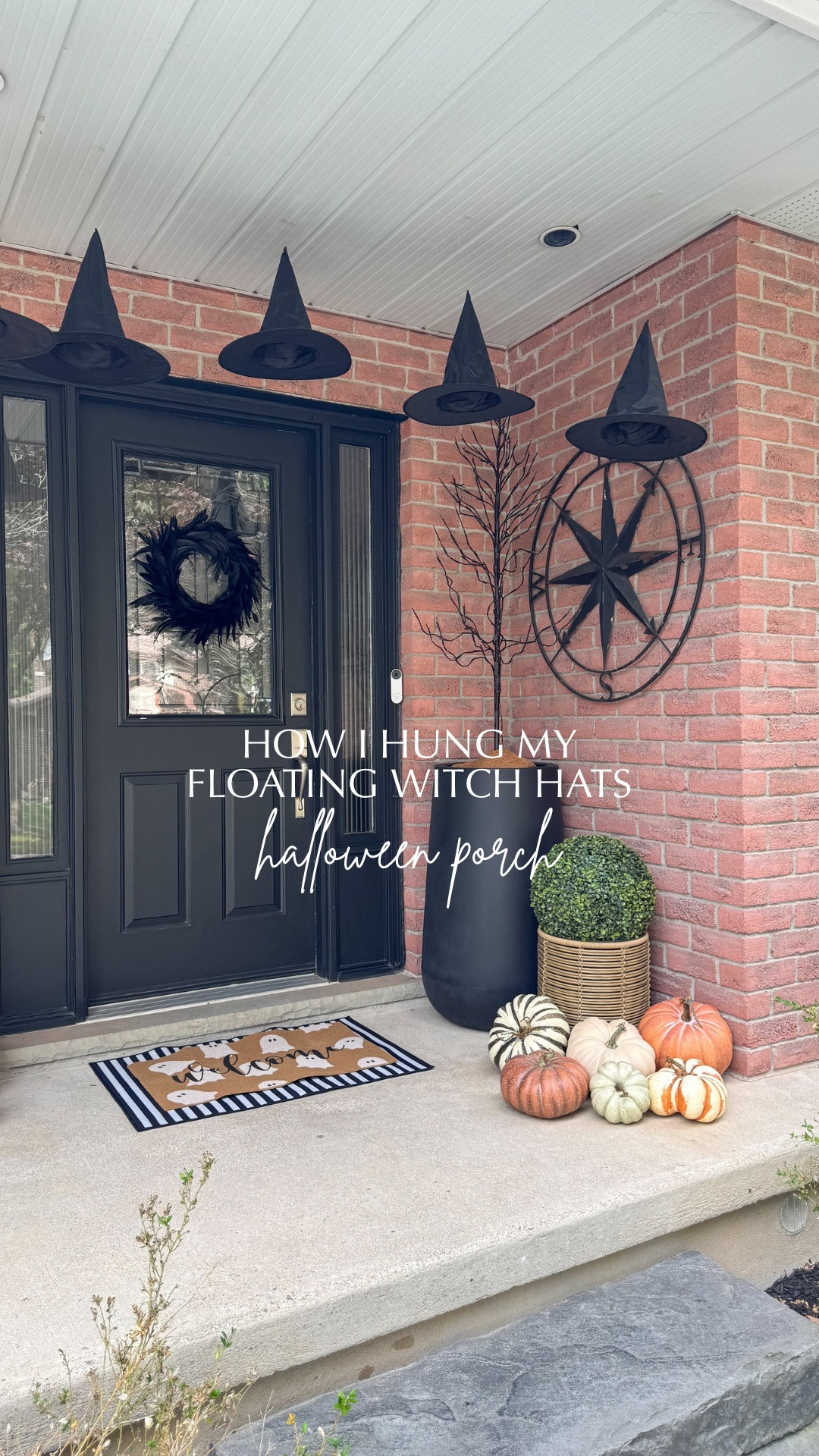 Turning the porch into a proper witches hangout🌙

How to make your witch hats fly this October;

Step 1: Gather your supplies. Witch hats, clear fishing line, scissors and clear double sided tape.

Step 2: Thread the hat. Thread the fishing line through the top of your witch hat and then tie a secure knot.

Step 3: Measure the drop. Cut the fishing line to your desired length. Pro-tip: vary the heights so they look like they are naturally floating at different levels.

Step 4: Stick and hang. Use your double sided clear tape to stick the fishing line on the ceiling. 

Then step back and enjoy the magic✨

#halloween #halloweenporch #decor #halloweeninspo #decoratingideas

#LTKfall #LTKhome