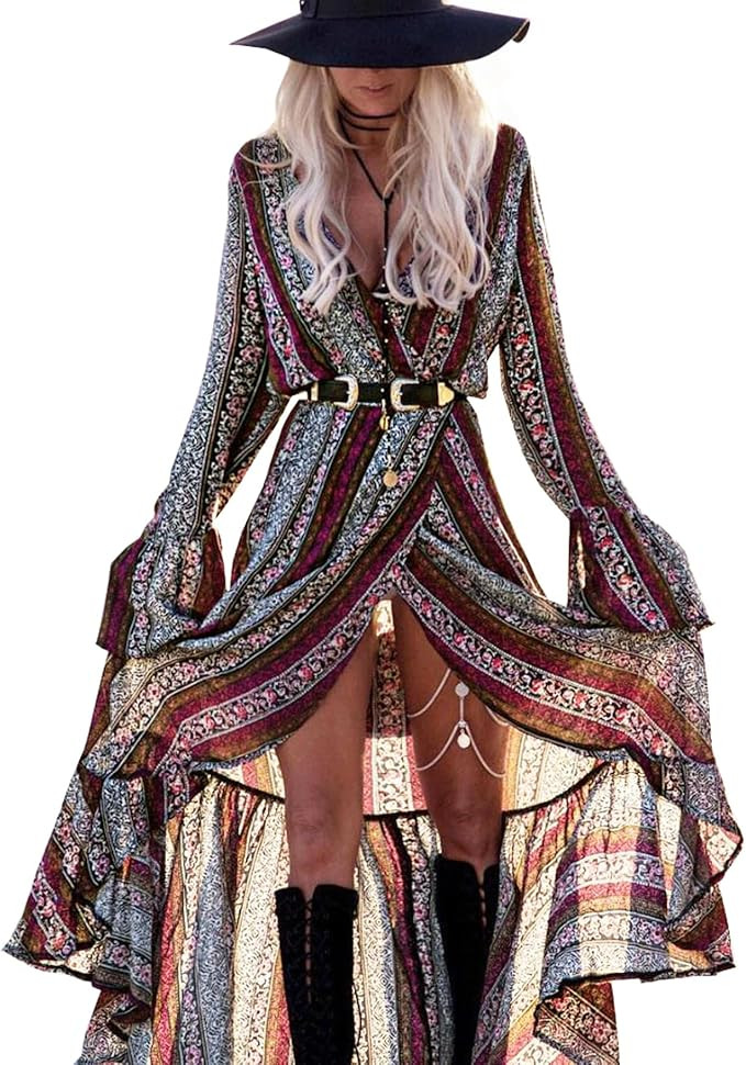 R.Vivimos Womens Summer Long Sleeve Cardigan Sexy Maxi Dresses | Amazon (US)