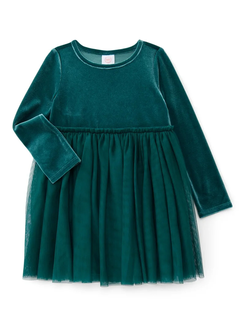 Wonder Nation Toddler Girls' Velour Tutu Dress with Long Sleeves, Sizes 12M- 5T | Walmart (US)