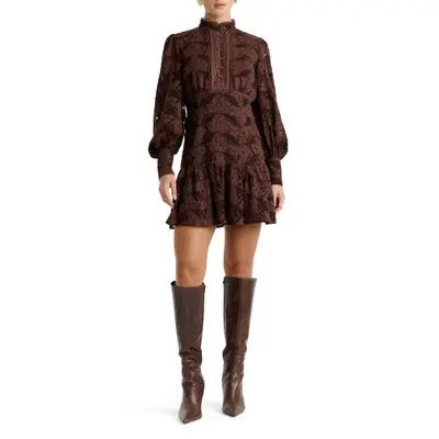 Bardot Remy Long Sleeve Lace Minidress in Black at Nordstrom, Size 4 | Nordstrom