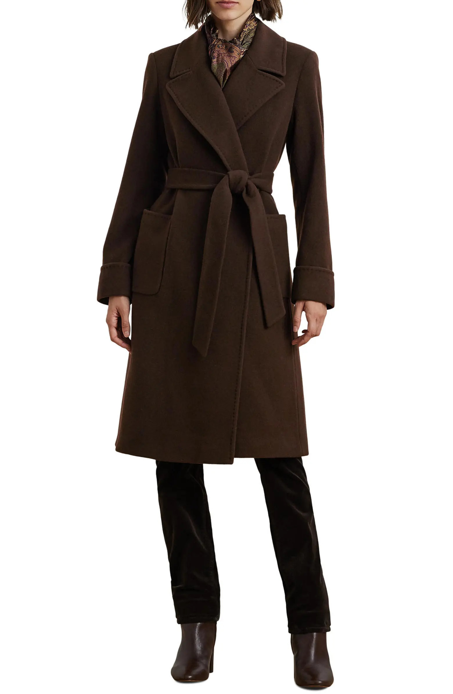 Lauren Ralph Lauren Belted Wool & Cashmere Blend Wrap Coat | Nordstrom | Nordstrom