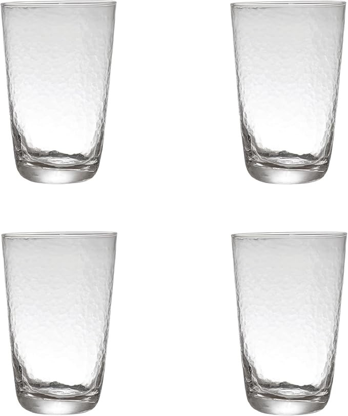 Bloomingville Textured, Set of 4 Drinking Glass Set, 4" L x 4" W x 6" H, Clear | Amazon (US)