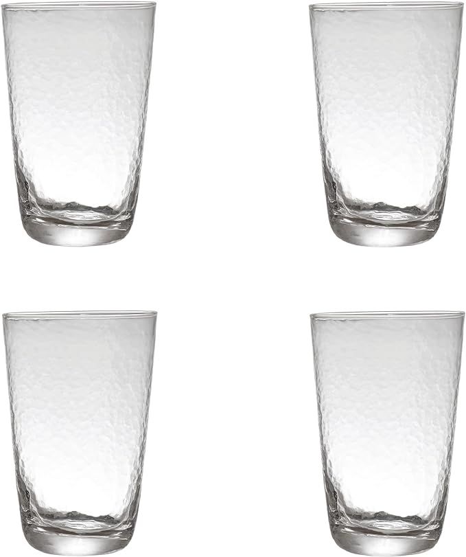 Bloomingville Textured, Set of 4 Drinking Glass Set, 4" L x 4" W x 6" H, Clear | Amazon (US)