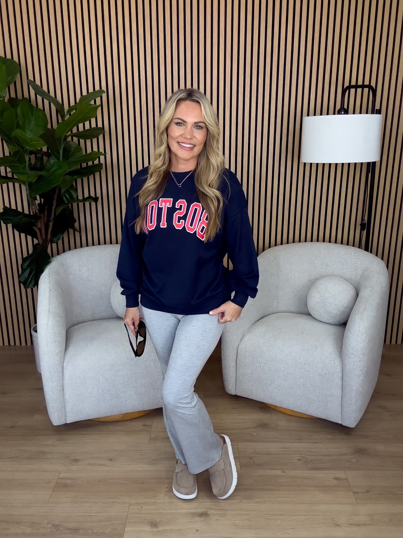 This is my kind of off duty uniform. An oversized Boston crewneck, soft wide leg pants and sneakers make it comfortable without staying in pajamas all day.

Boston crewneck, oversized sweatshirt, gray lounge pants, casual fall style, weekend outfit, comfortable outfit, athleisure style, wide leg sweatpants, sneaker outfit, fall basics, AudrieDollins

#LTKootd #LTKSeasonal #LTKOver40