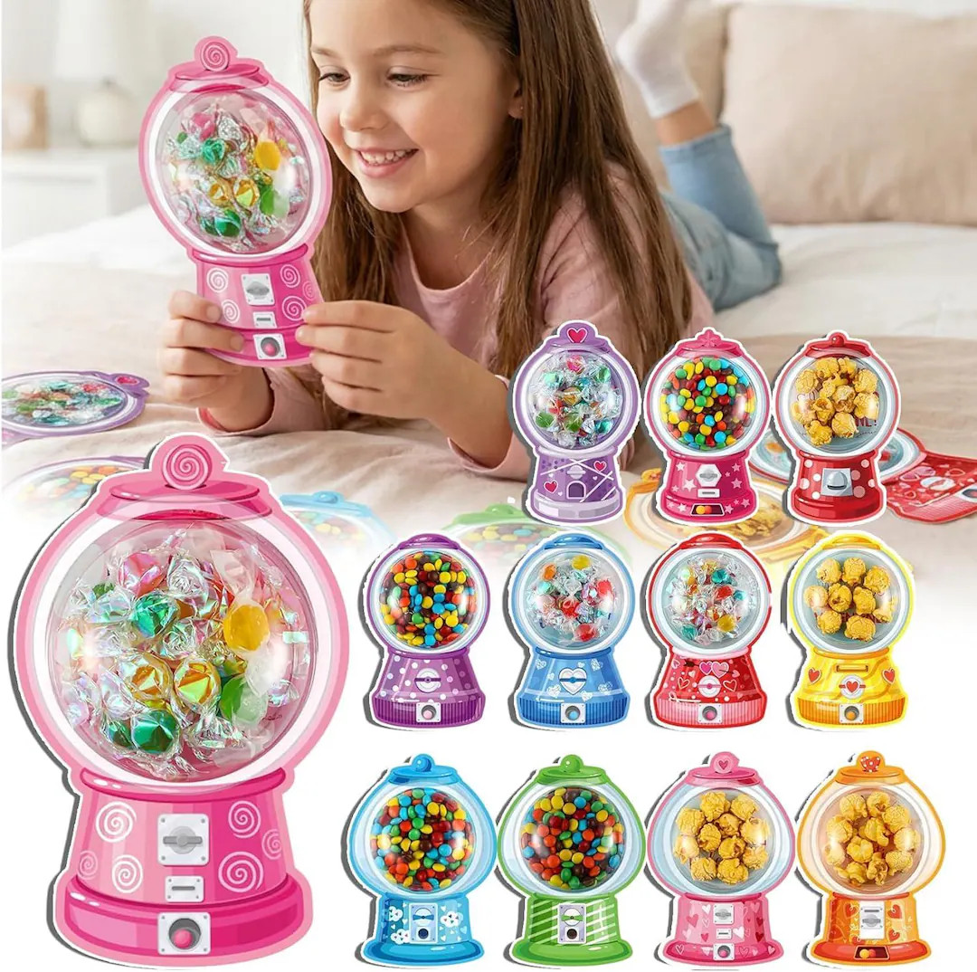 Bubble Gum Machine Valentine Cards, DIY Craft Valentines Candy Cards Treat Holder Greeting Card E... | Etsy (US)