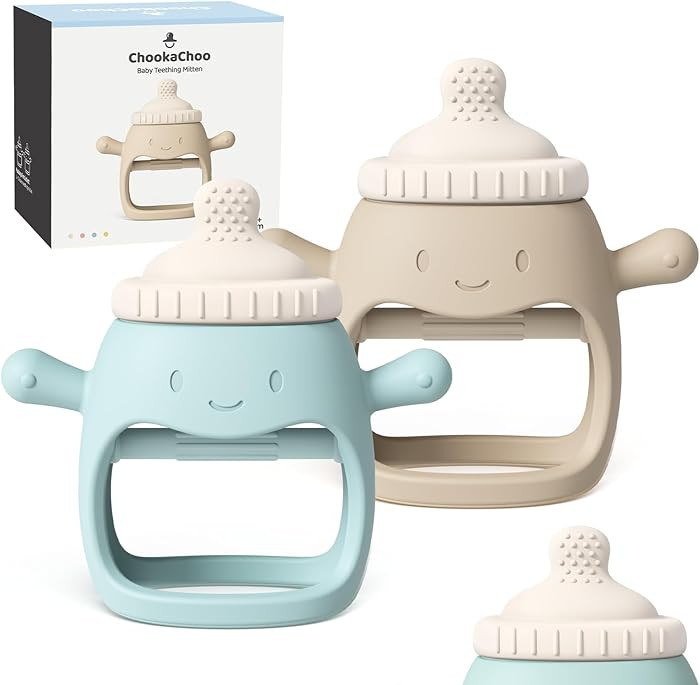 2Pack Baby Teething Toy for Over 3 Month, Food Grade Silicone Teething Mitten, Anti Dropping Wris... | Amazon (US)