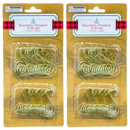 Christmas Ornament Hooks (80 Count Total) Decorative S Hooks, Gold, 1.75 Inch | Walmart (US)