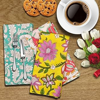 DIYANAIMPEX 10 Pc Cotton Cloth Napkins Hand Block Print Hand Made Size 16x16 Inch Printed Home De... | Amazon (US)