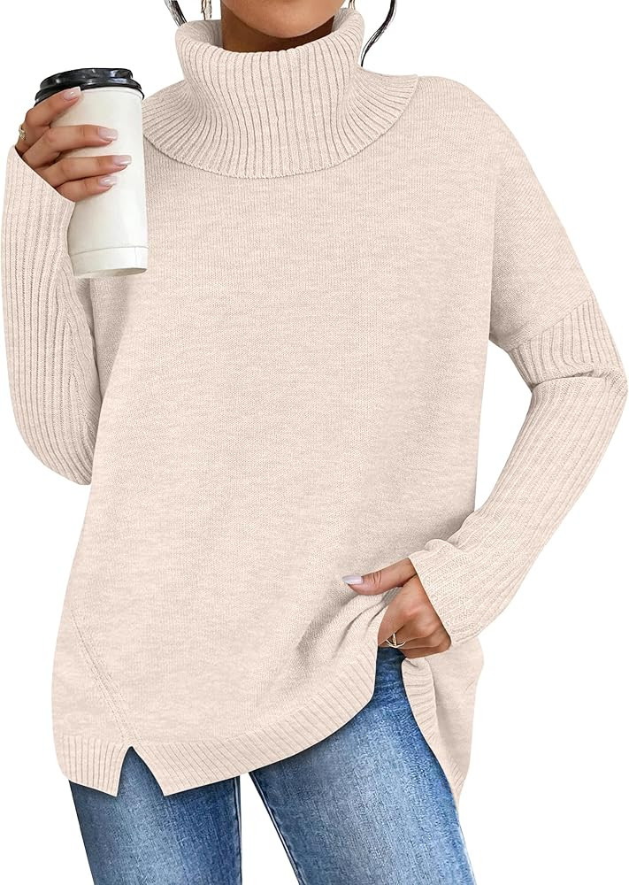 ANRABESS Women's Oversized Sweater Turtleneck Long Sleeve Casual Knit Tunic Pullover Sweaters Top... | Amazon (US)