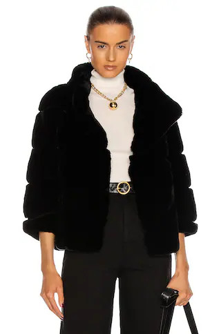 Yves Salomon Rex Rabbit Band Jacket in Black | FWRD 