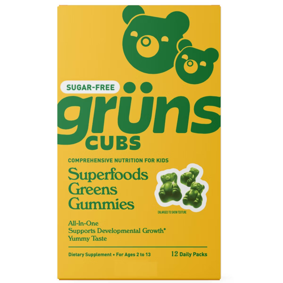 Grüns Kids' Sugar-Free Superfoods Greens Gummies - 96ct/12 Servings | Target