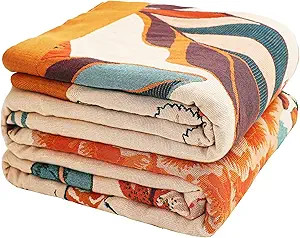 Boho Throw Blanket, 100% Organic Cotton Breathable Soft Lightweight All Season Rustic Bed Throw -... | Amazon (US)