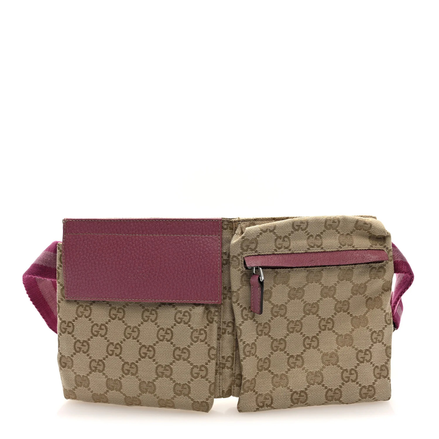 GG Monogram Web Double Pocket Belt Bag Pink | FASHIONPHILE (US)