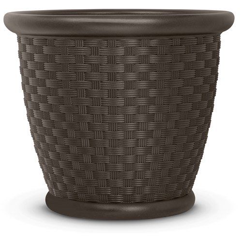 Suncast Sonora 18" x 18" x 16" Round Brown Resin Plant Planter with UV Resistant Material | Walmart (US)