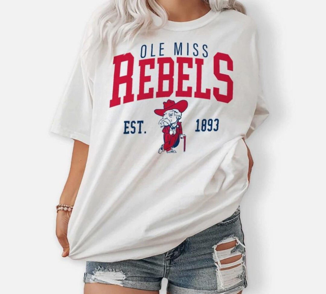 Vintage College NCAA Ole Miss Rebels All Team Football Tshirt Unisex, Comfort Colors Short Sleeve... | Etsy (US)