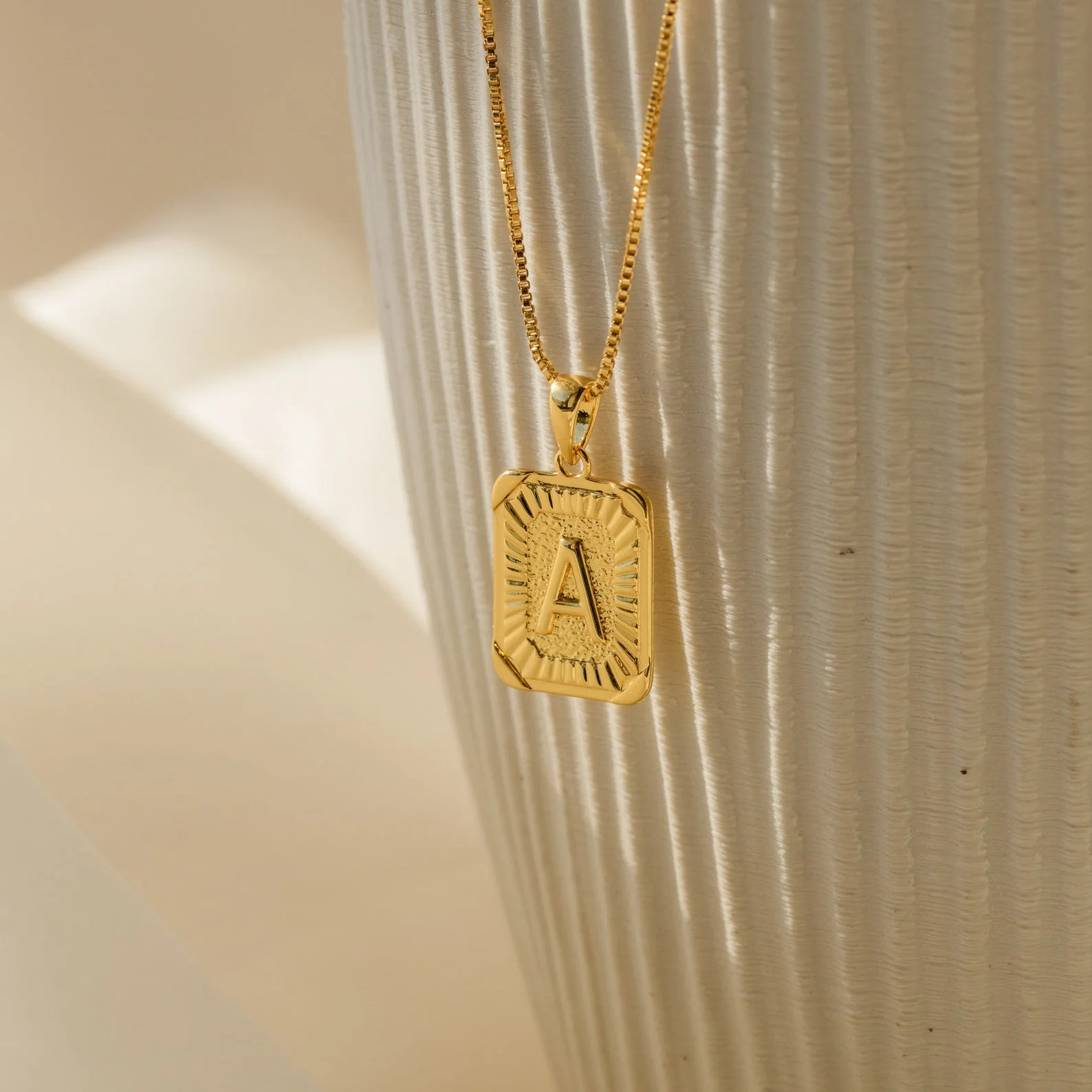 Statement Initial Rectangle Pendant Necklace | Caitlyn Minimalist | Caitlyn Minimalist