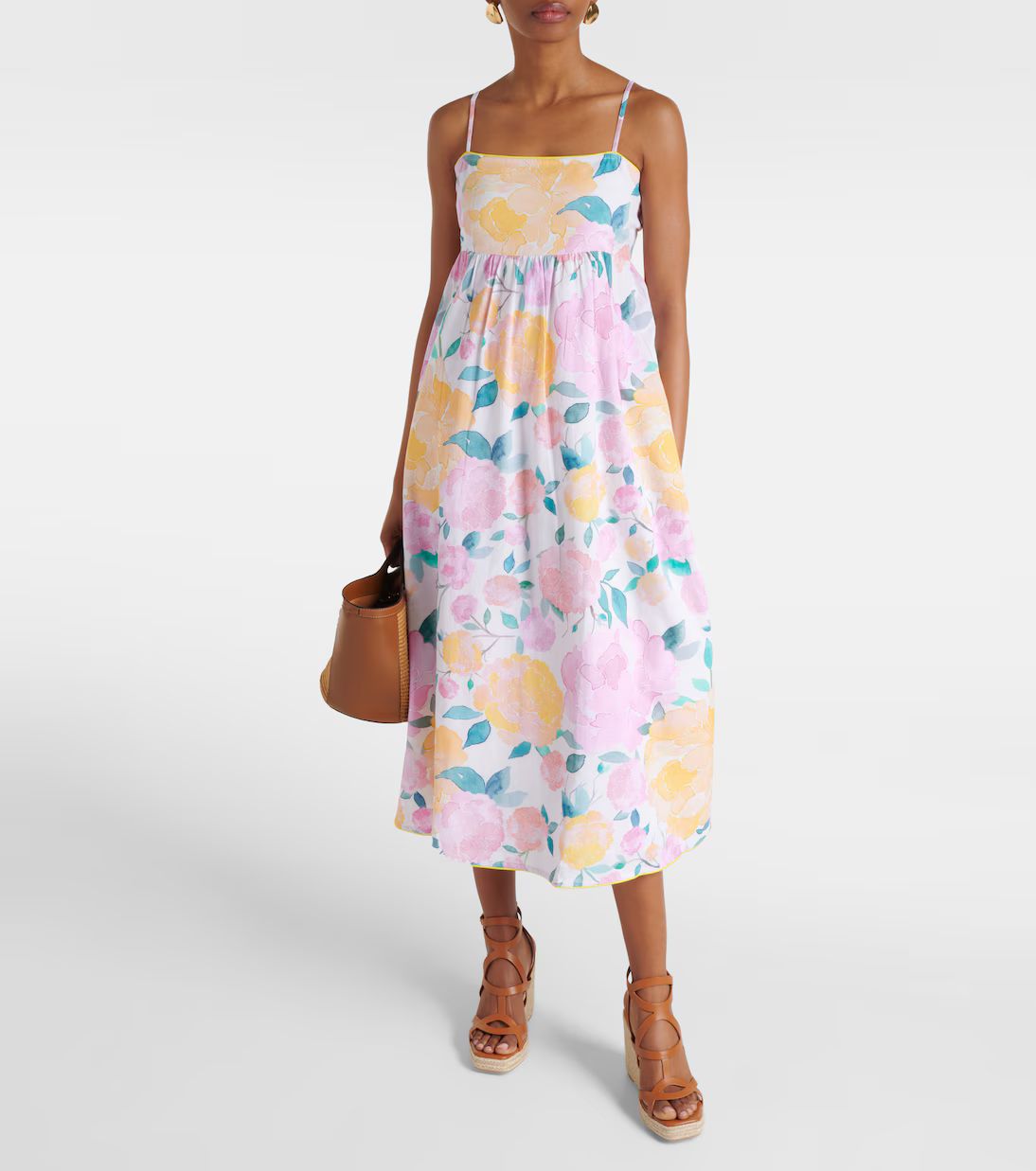 Floral cotton and linen midi dress | Mytheresa (US/CA)