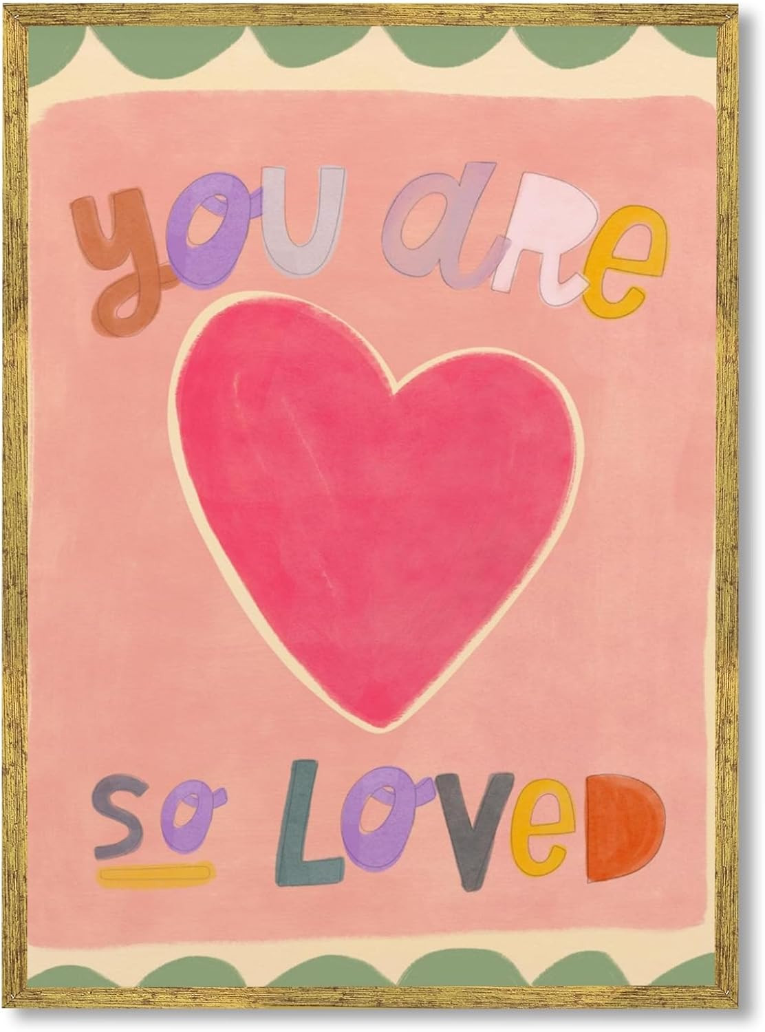 Gold Framed Watercolour You Are So Loved Nursery Wall Art Cute Canvas Print | Amazon (US)